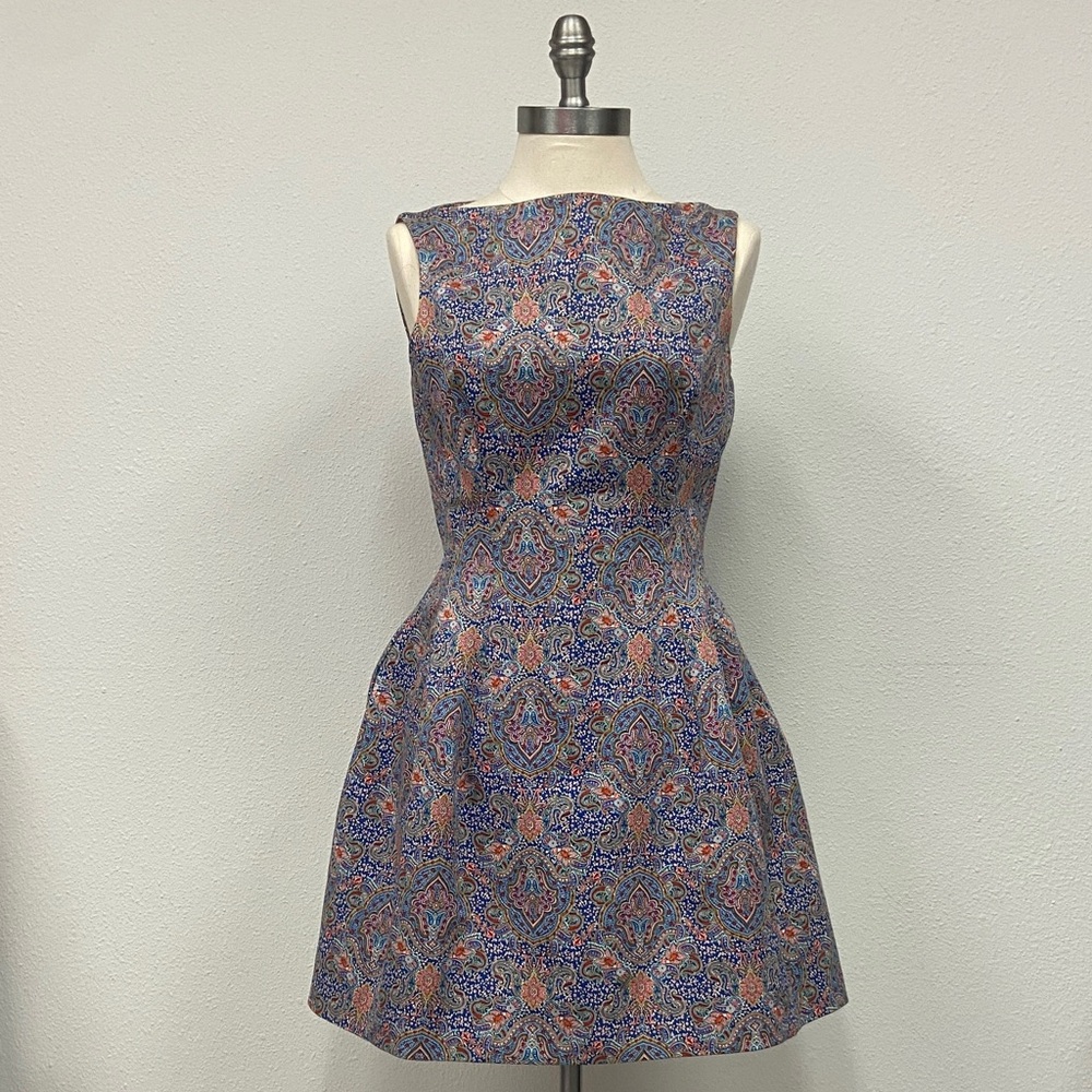 ZARA Alexa Chung Paisley Structured Tulip Dress Size Small EUC